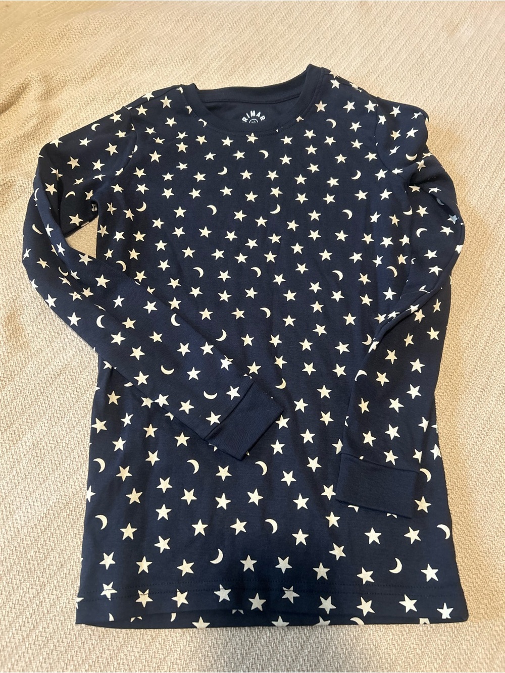 Primary kids organize Star & Moon Navy Long Sleeve Pajama Top size 10